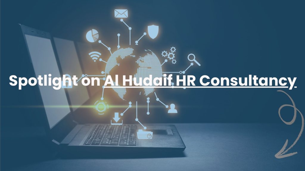 "Job placement agency office with people working and applicants waiting, featuring text 'Job Placement Agency Near Me in 2025 – The Ultimate Guide to Finding the Right One' and Al Hudaif HR Consultancy logo"