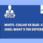 Comparison of white-collar and blue-collar workers with the title 'White-Collar vs Blue-Collar Jobs: What’s the Difference?' and Al Hudaif HR Consultancy logo